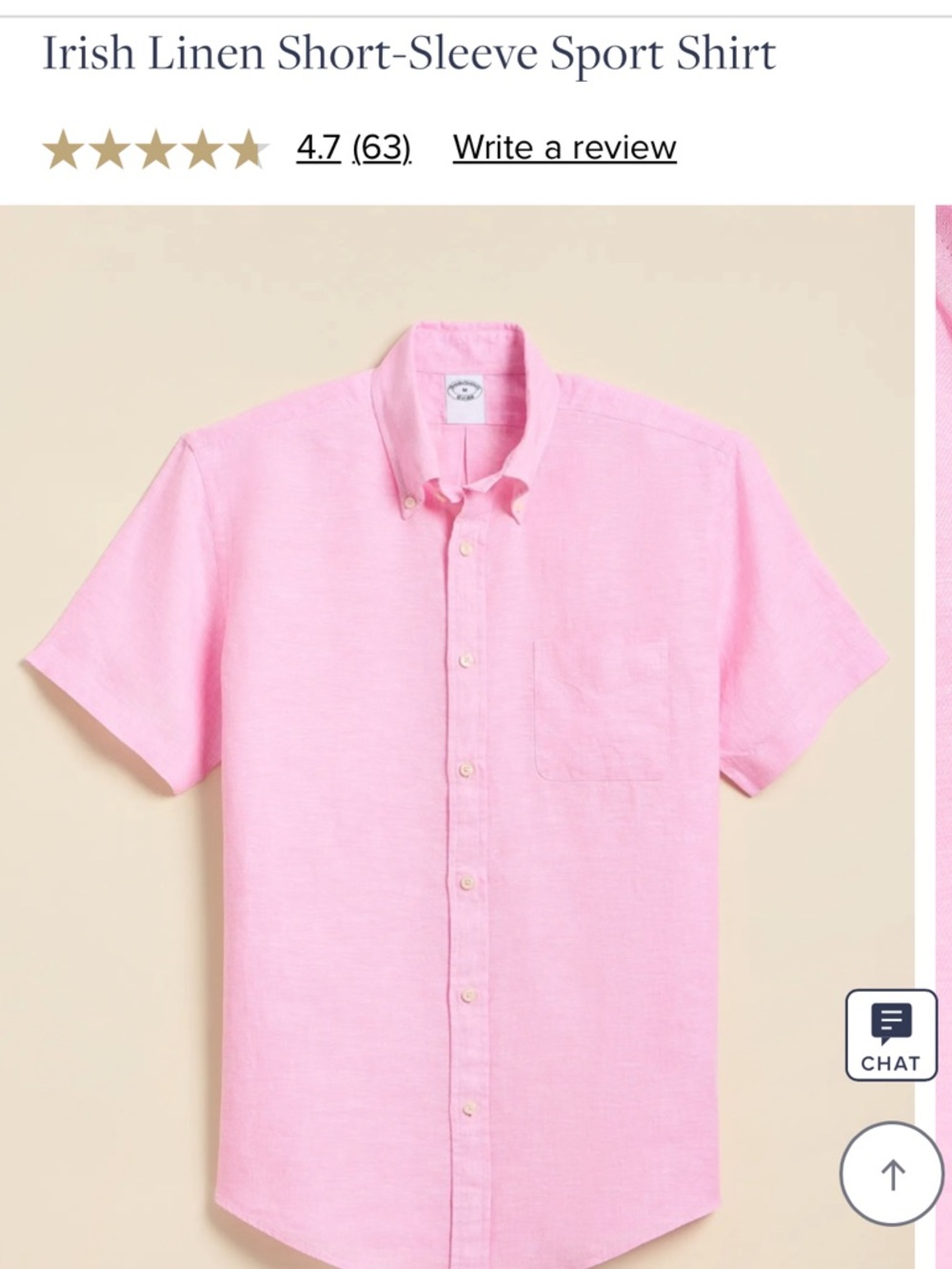 NWT Brooks Brothers Men's Pink Short-Sleeve Linen Sport Shirt